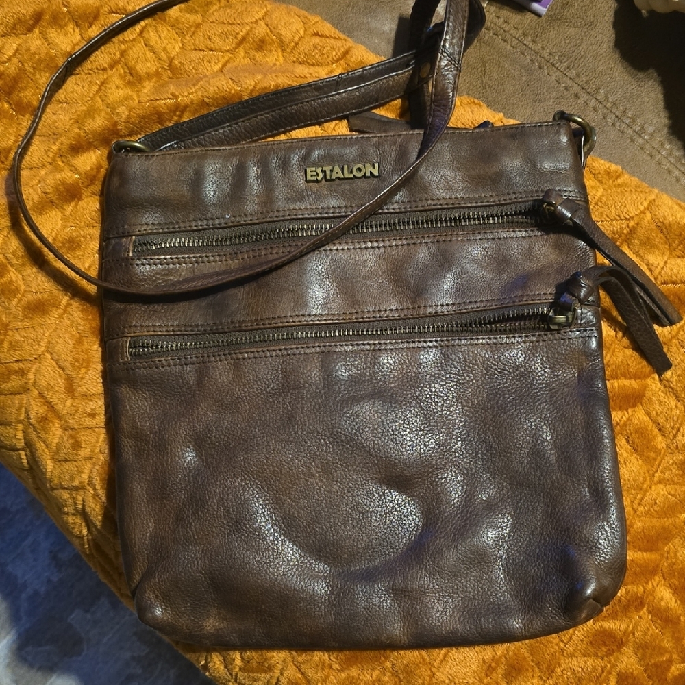 Estalon Brown Leather Crossbody Bag